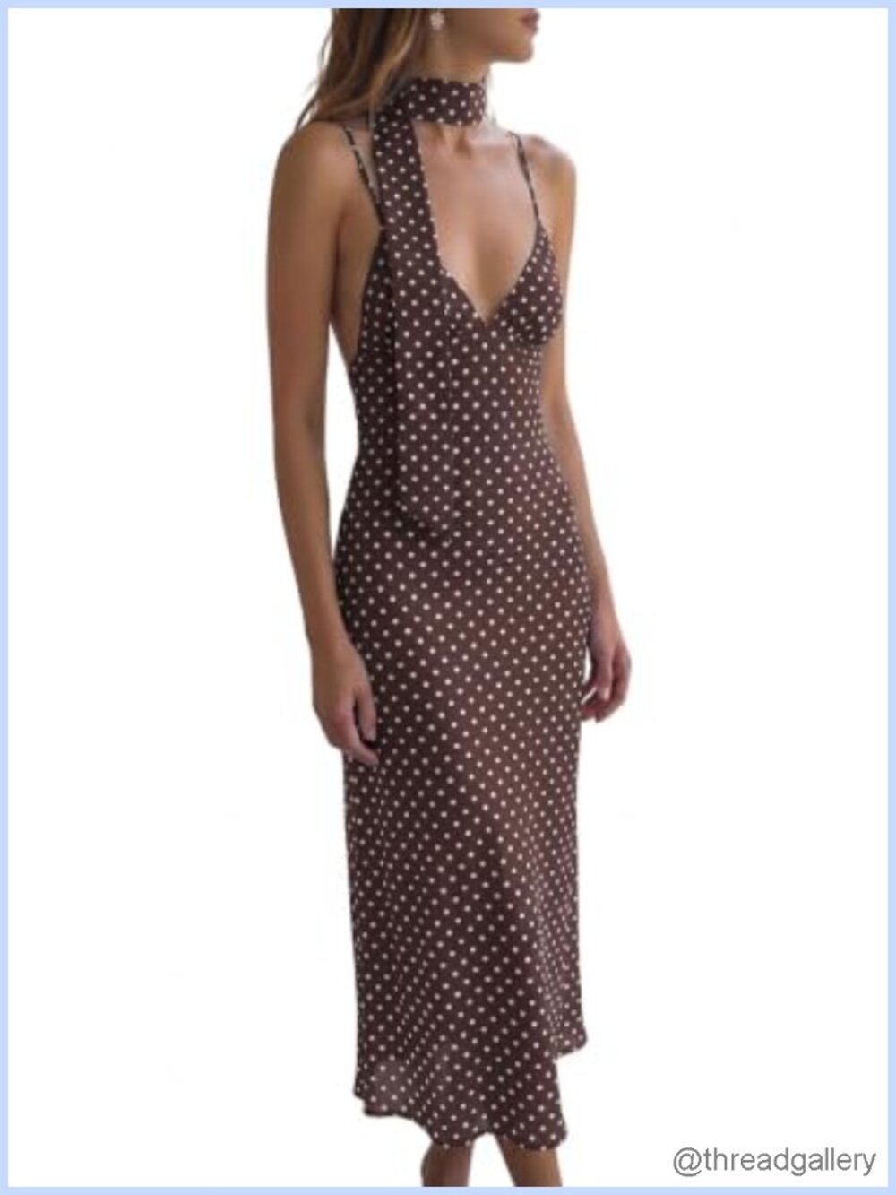 Chiffon Polka Dot Maxi Dress V Neck Backless Summer Vacation